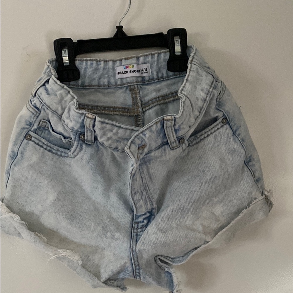 Blue High-Waisted Skorts with Folded Cuffs
